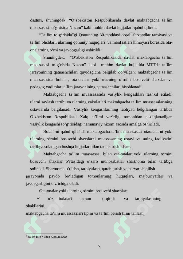MAKTABGA TA’LIM MUASSASALARINING HAMKORLIKKA DOIR ISH HUJJATLARINI O‘RGANISH 5