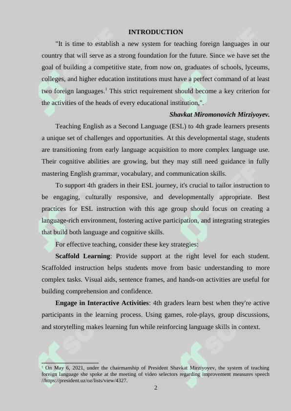 BEST PRACTICES FOR ESL INSTRUCTION TAILORING APPROACHES FOR 4 TH GRADE LEARNERS 2