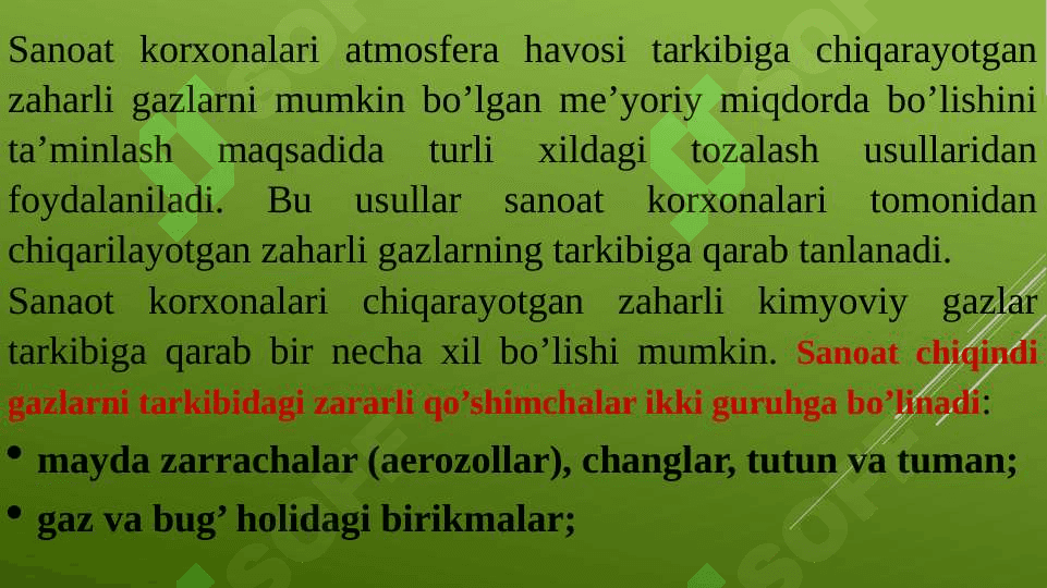 ATMOSFERA HAVOSINI ZAHARLI GAZLARDAN TOZALASH 2