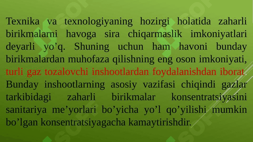 ATMOSFERA HAVOSINI ZAHARLI GAZLARDAN TOZALASH 5