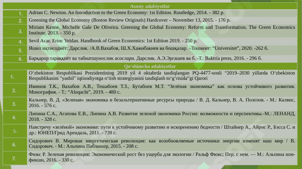 “ЯШИЛ ИҚТИСОДИЁТ” ФАНИНИНГ ПРЕДМЕТИ ВА МЕТОДИ 3