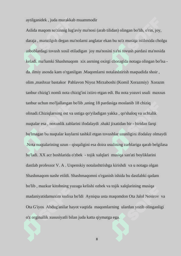 Maqom cholg’u kuylarida xona bozgoyning shakl yaratishdagi   ahamiyati. 8