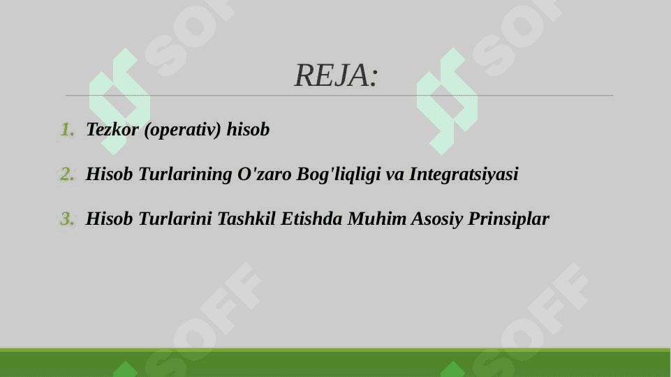 HISOB TURLARI TEZKOR (OPERATIV), STATISTIK VA BUXGALTERIYA 2