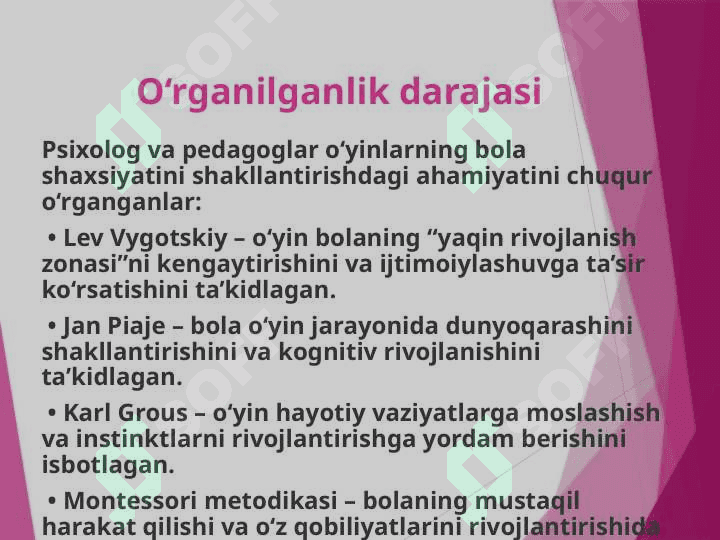 Bola shaxsiyatini shakllantirishda o‘yinlarning ahamiyati. 5