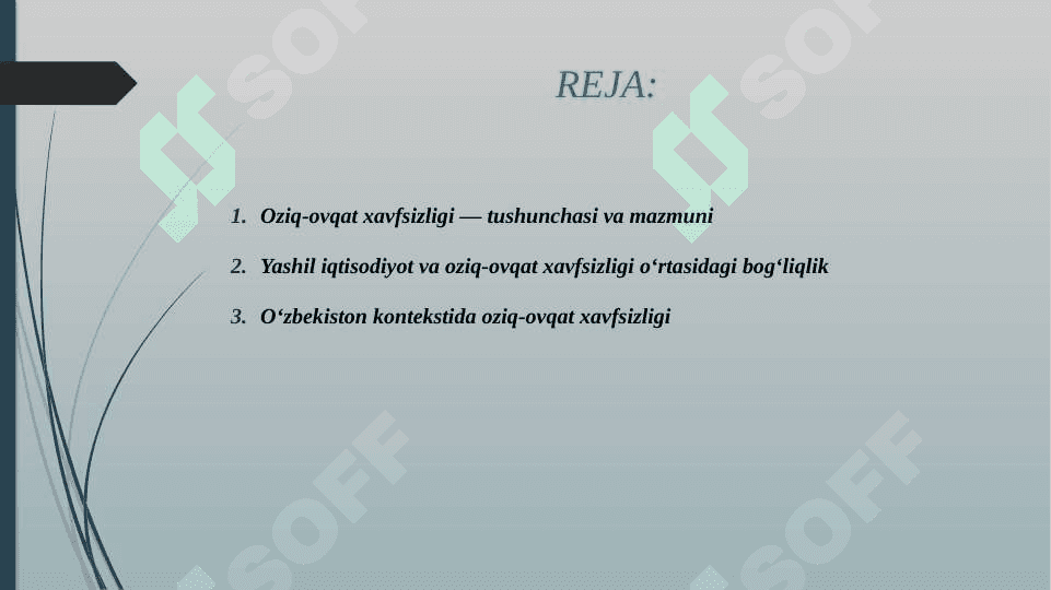 OZIQ-OVQAT XAVFSIZLIGI 2