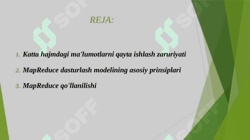 TAQSIMLANGAN ISHLOV BERISH MAPREDUCE FRAMEWORK VA PIG 2