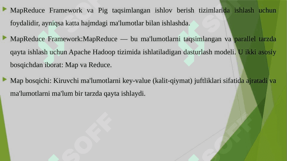 TAQSIMLANGAN ISHLOV BERISH MAPREDUCE FRAMEWORK VA PIG 3