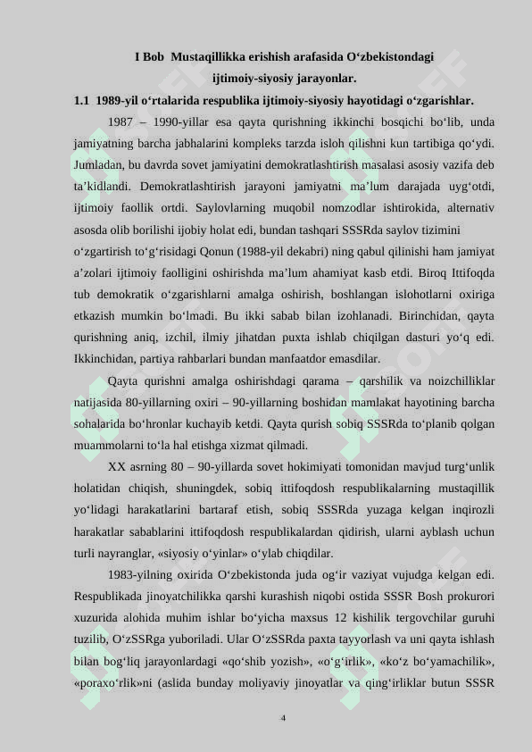 O‘zbekiston mustaqillik yo‘lida (1985-1989-yillar). 4