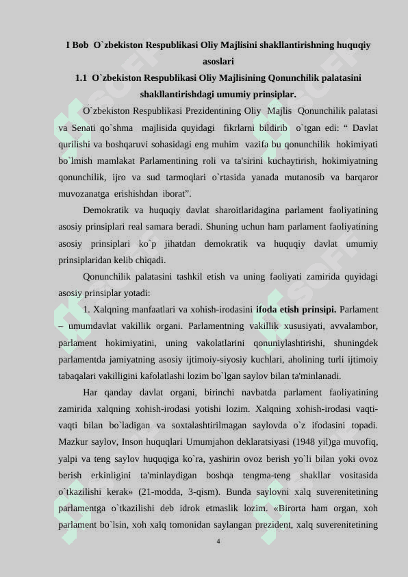 O‘zbekiston Respublikasi Oliy Majlisining shakllantirilishi 4