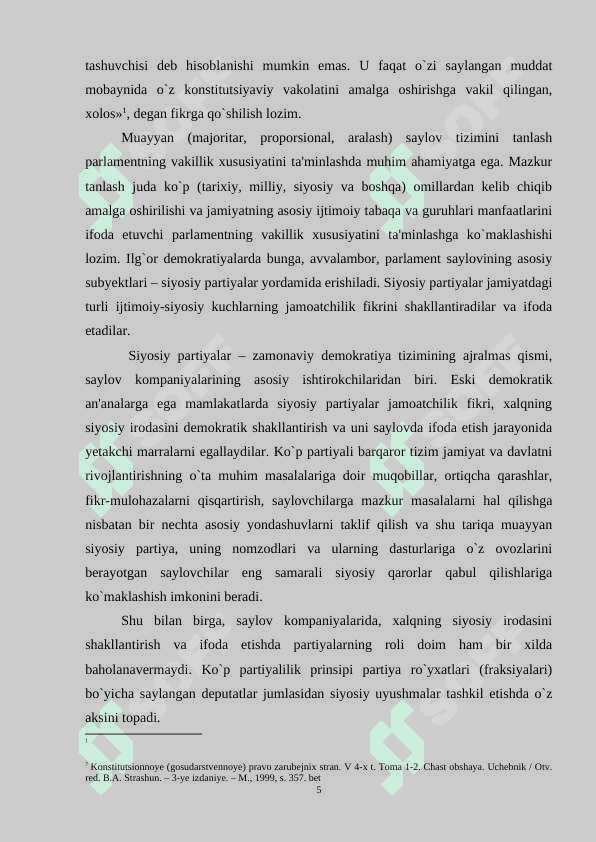 O‘zbekiston Respublikasi Oliy Majlisining shakllantirilishi 5