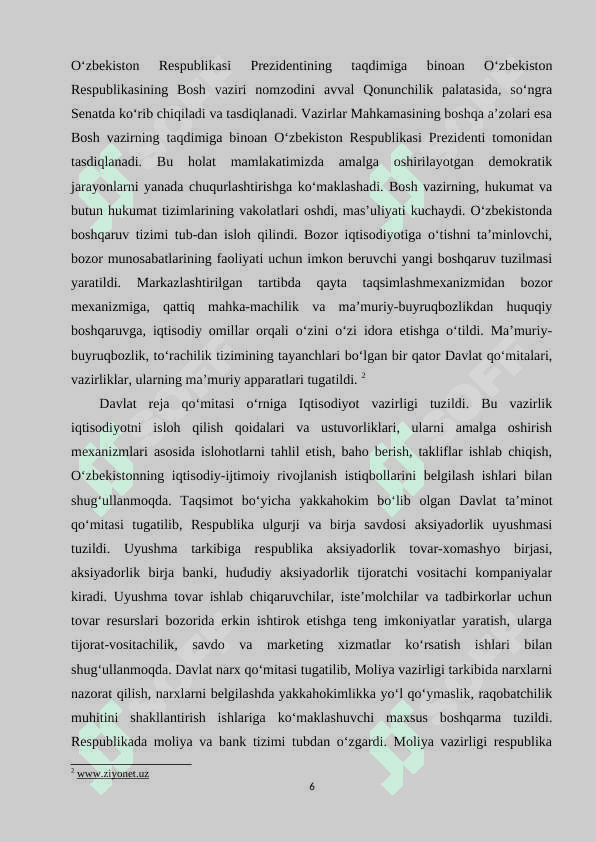 O‘zbekistonda demokratik, fuqarolik jamiyati asoslarining shakllanishi, amalga oshirilgan siyosiy islohotlar. 6