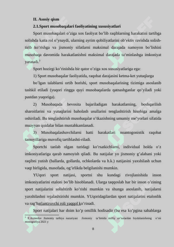Musobaqa faoliyatining o‘ziga xos xususiyatlari 8
