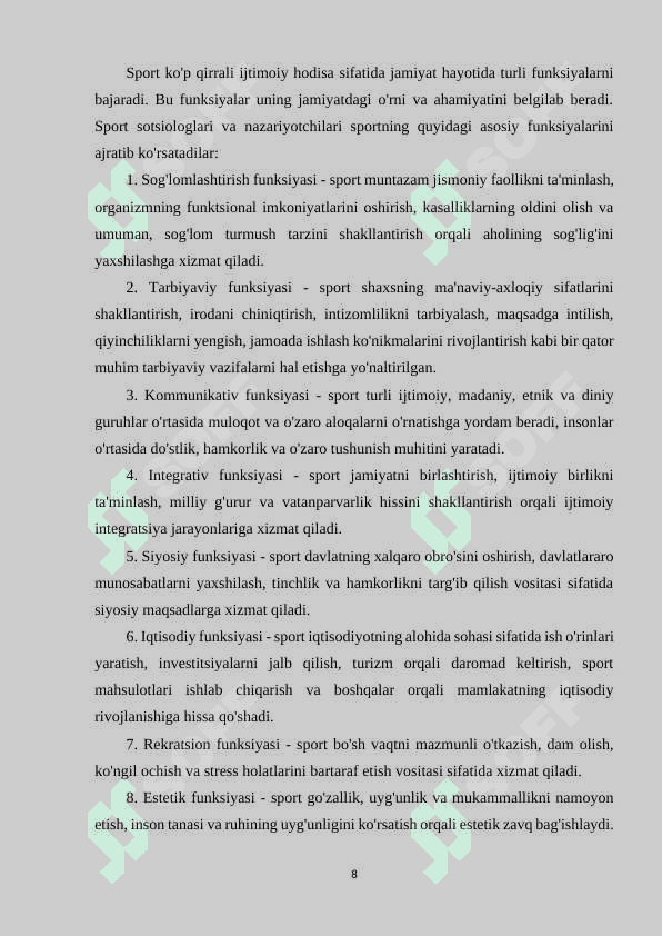 SPORTNING JAMIYATDAGI FUNKSIYALARI 8