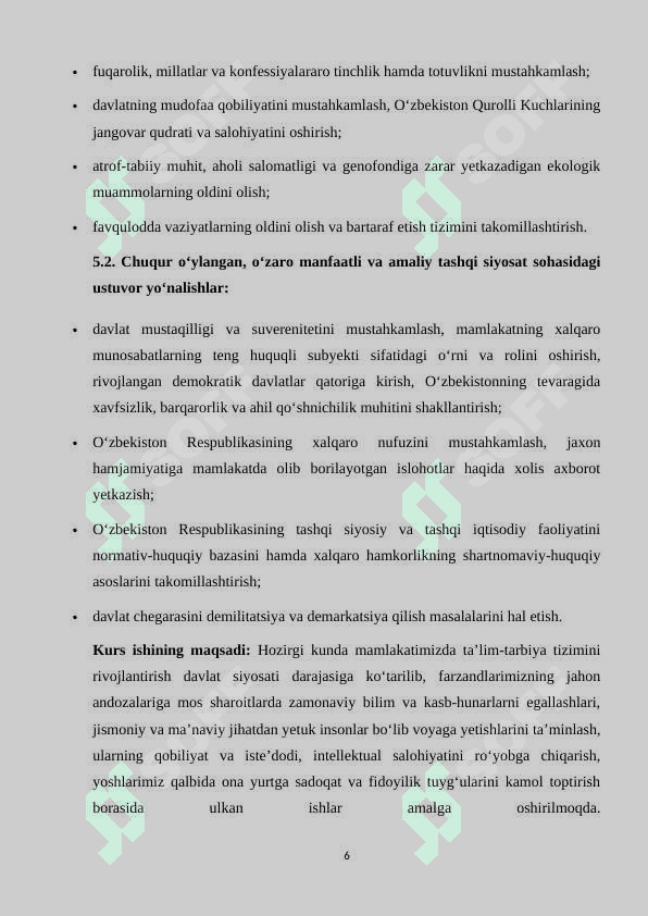 O’zbekiston Respublikasida ta’lim tizimining ustuvor negizlari 6
