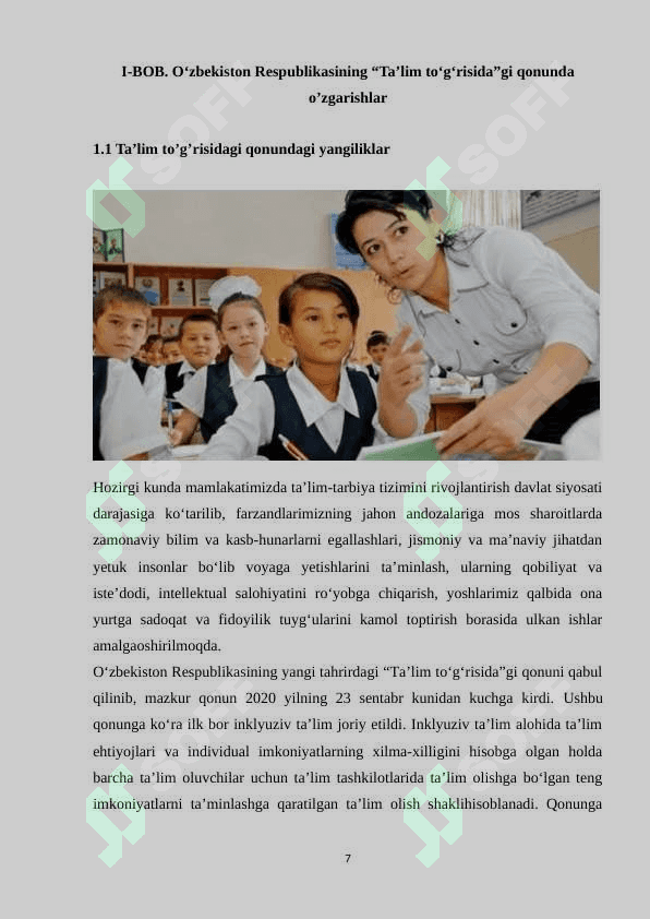 O’zbekiston Respublikasida ta’lim tizimining ustuvor negizlari 7