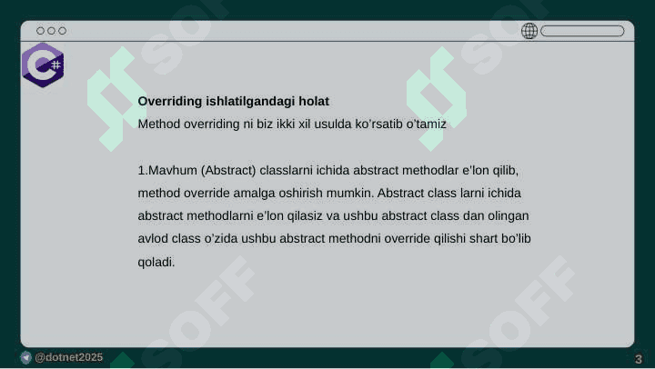 C# da overriding qilish 3