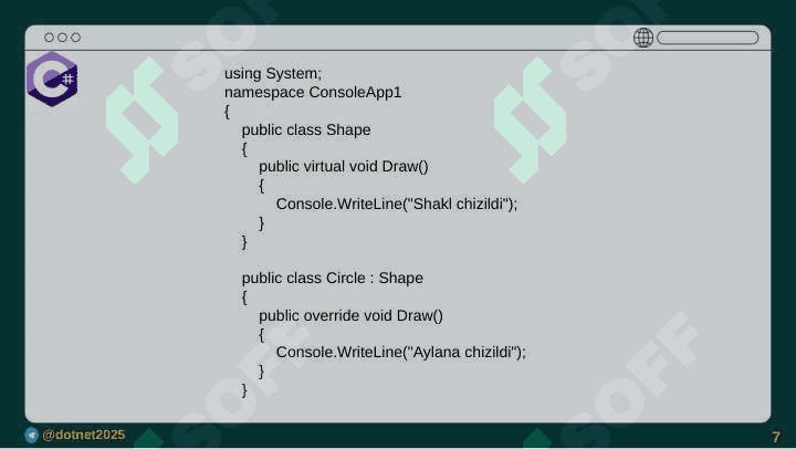 C# da overriding qilish 7