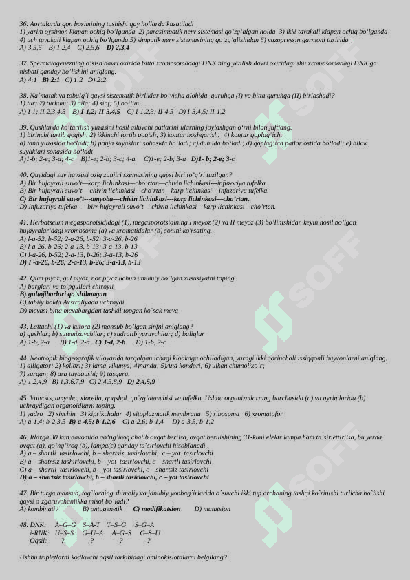 Biologiya DTM 1000 talik javobi 4