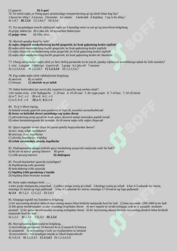 Biologiya DTM 1000 talik javobi 7