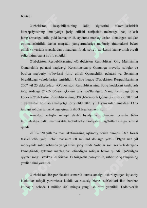 Importni tariflar orqali tartibga solish (O’zbekiston Respublikasi misolida) 2