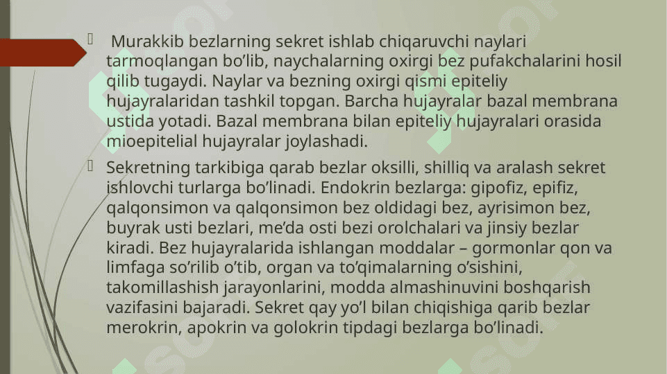 Bezli epiteliy. Sekretsiya turlari. 4