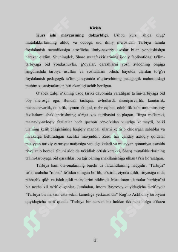 SHAXS TARBIYASIDA MUTAFAKKIRLARNING FIKRI 2