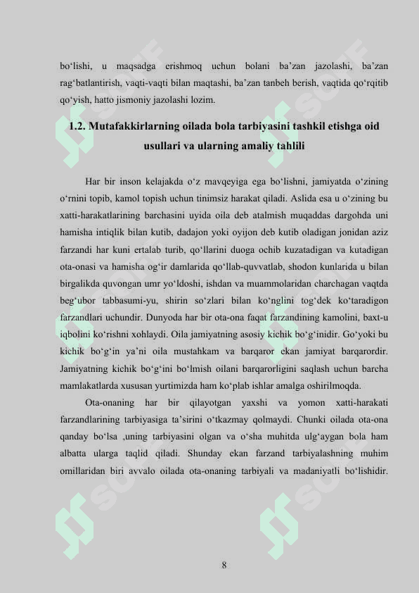 SHAXS TARBIYASIDA MUTAFAKKIRLARNING FIKRI 8