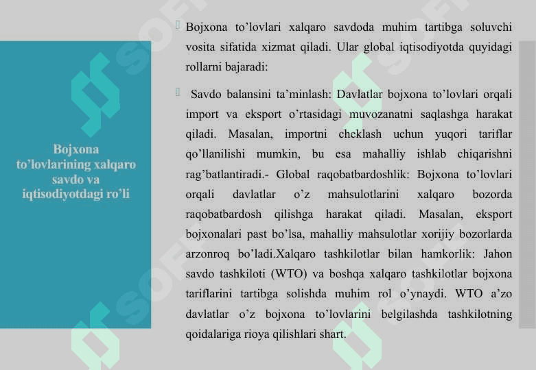 Bojxona to’lovlari va ulani turlari 8