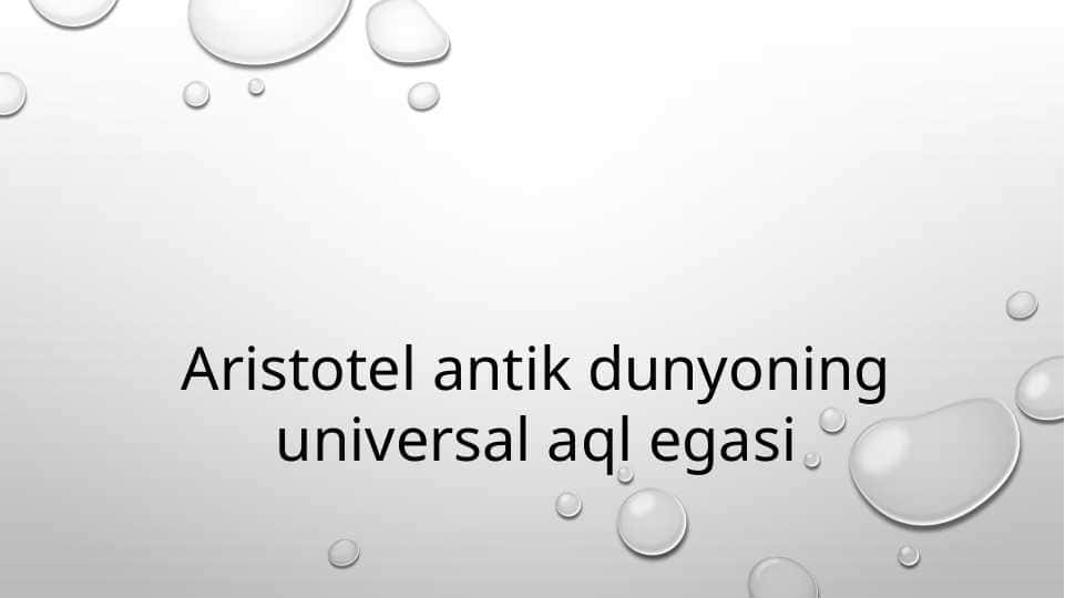 Aristotel antik dunyoning universal aql egasi 1
