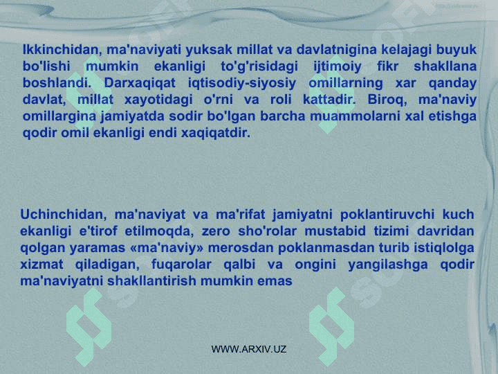 Jamiyatning ijtimoiy-siyosiy taraqqiyoti va g’oyalar rivojlanishining ma’naviy-tarixiy asoslari 5