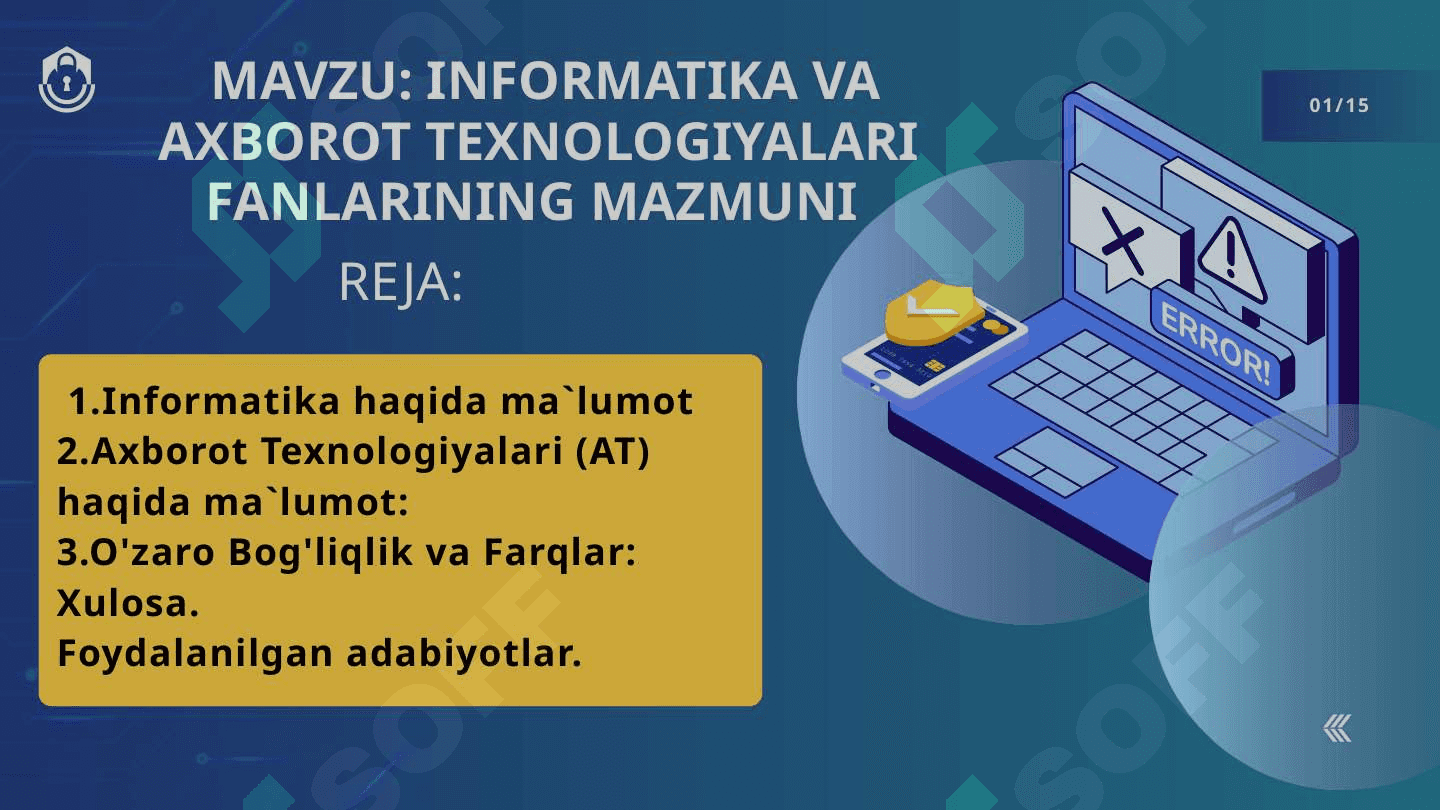 INFORMATIKA VA AXBOROT TEXNOLOGIYALARI FANLARINING MAZMUNI 2