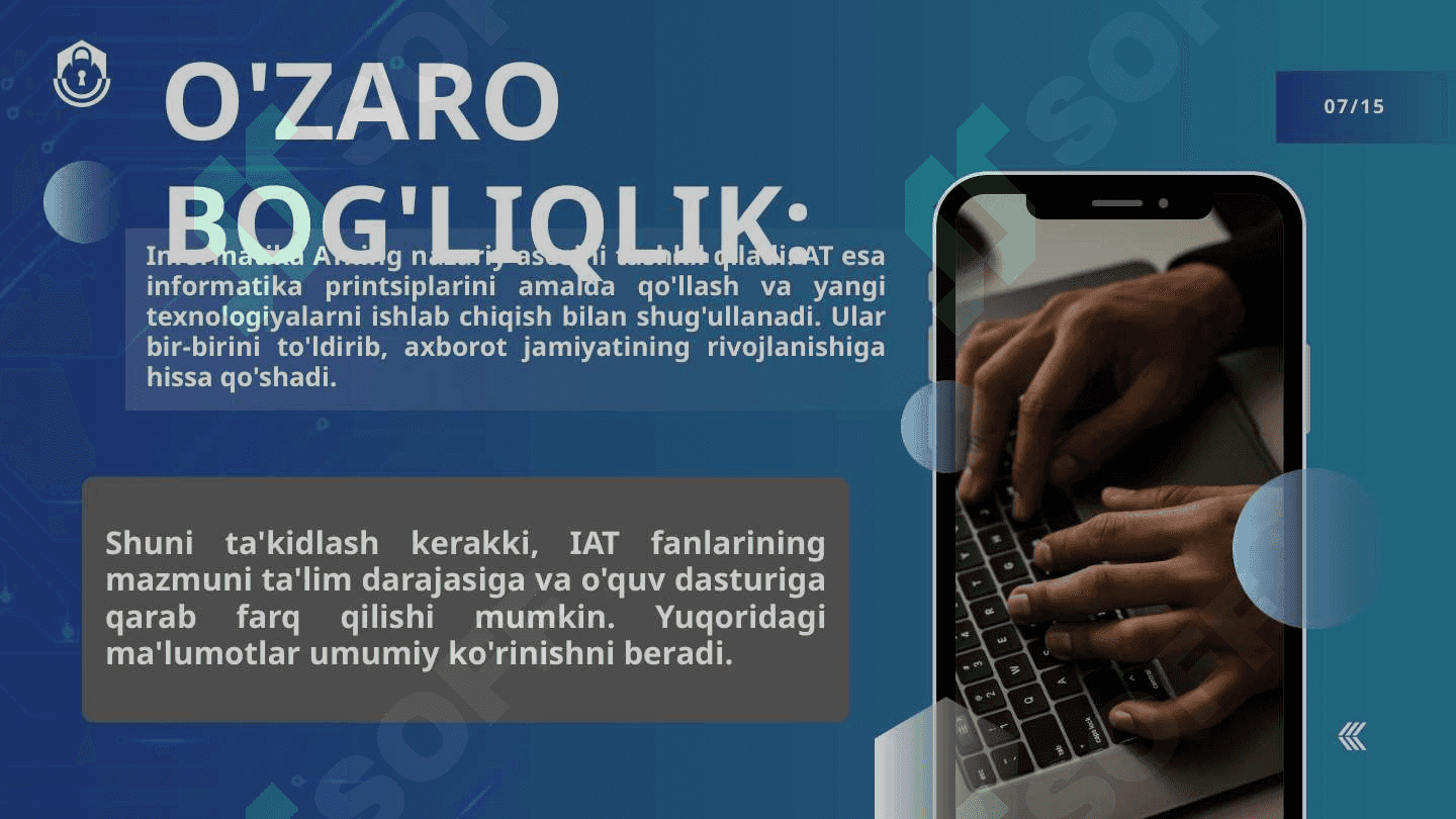 INFORMATIKA VA AXBOROT TEXNOLOGIYALARI FANLARINING MAZMUNI 8