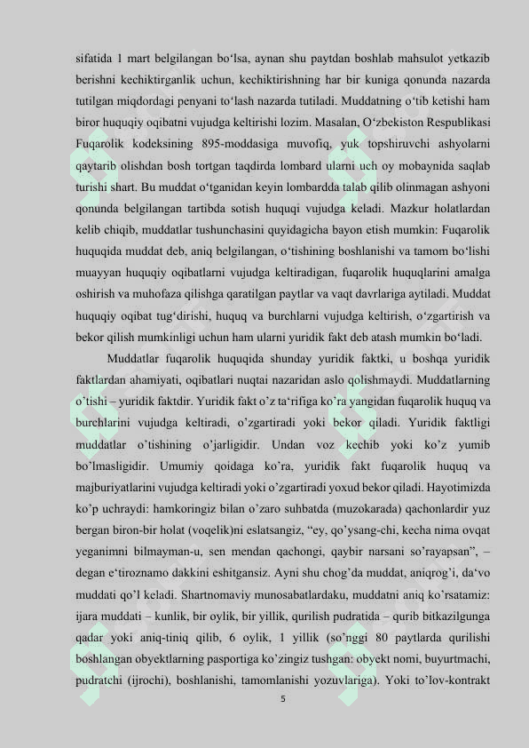 Muddatlarni hisoblash. Muddatlarni belgilash 5