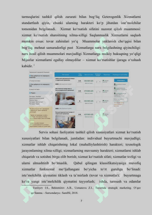 Surxon Hotel mehmonxonasi. Amaliyot hisoboti 7