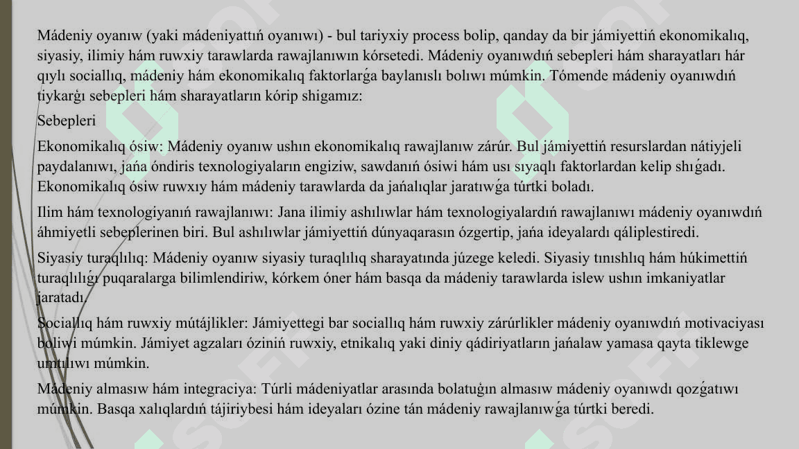 IX-XII ásirlerde júz bergen Mádeniy Oyanıw Ullı ulamalarımızdıń úlesi 4