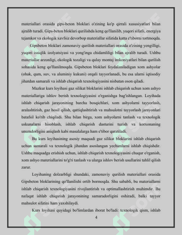 Gipsbeton bloklaridan devorbop materiallarni ishlab chiqarish jarayonini hisoblash 4