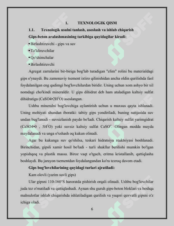 Gipsbeton bloklaridan devorbop materiallarni ishlab chiqarish jarayonini hisoblash 6