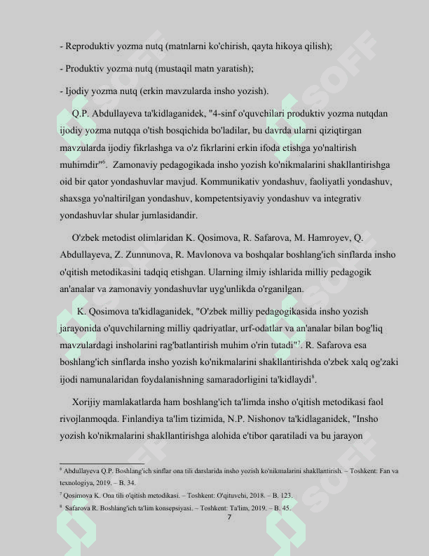 :   4-sinf o'quvchilarini insho yozishga o'rgatish metodikasi 7