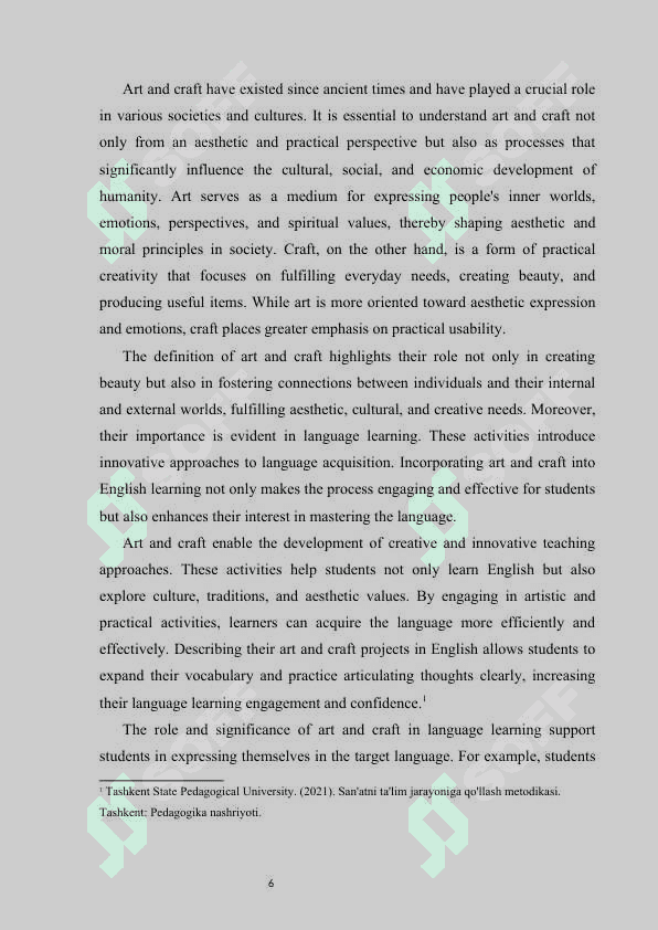 Teaching English through art and craft activities  COURSE WORK 6