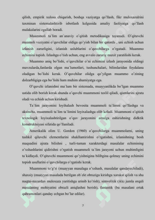 Gramatika va imlo o’rgatish jarayonida muommoli ta’lim elementla 7