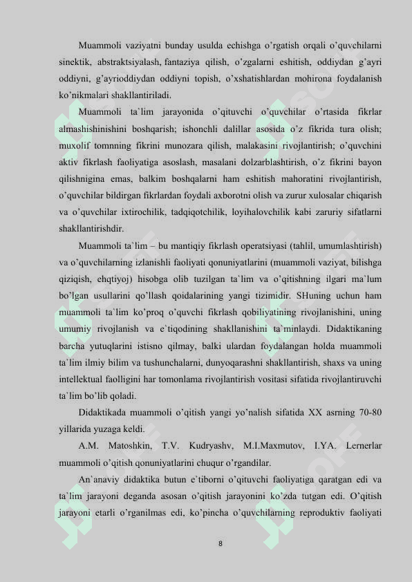 Gramatika va imlo o’rgatish jarayonida muommoli ta’lim elementla 8