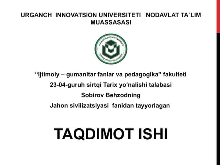 SIVILIZATSIYALAR TIZIMIDA MISR