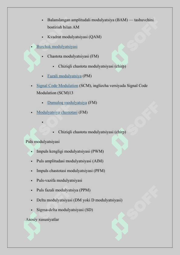 ANALOG SIGNALLARNI MODULYATSIYA QILISH USULLARI.ULARNING TAVSIFI 4