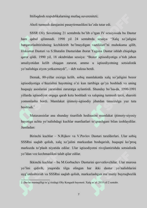 O'zbekiston davlat suverenitetining e'lon qilinishi 7