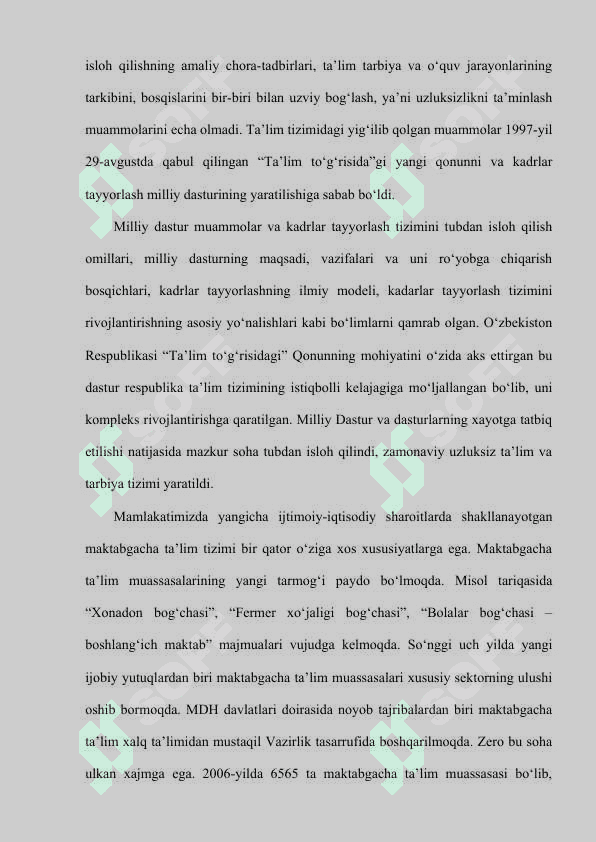 O'zbekiston Respublikasi ta'lim tizimida yangi islohotlarning amalga oshirilishi 7