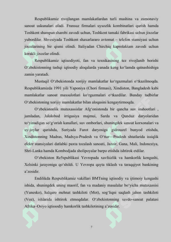 o'zbekiston respublikasining tashqi iqtisodiy xafsizligini taminlash yo'llari 7