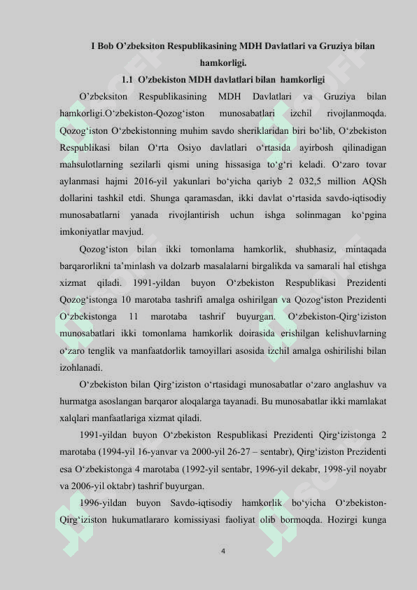 O'zbekistonning MDH davlatlari bilan o'zaro hamkorligi 4