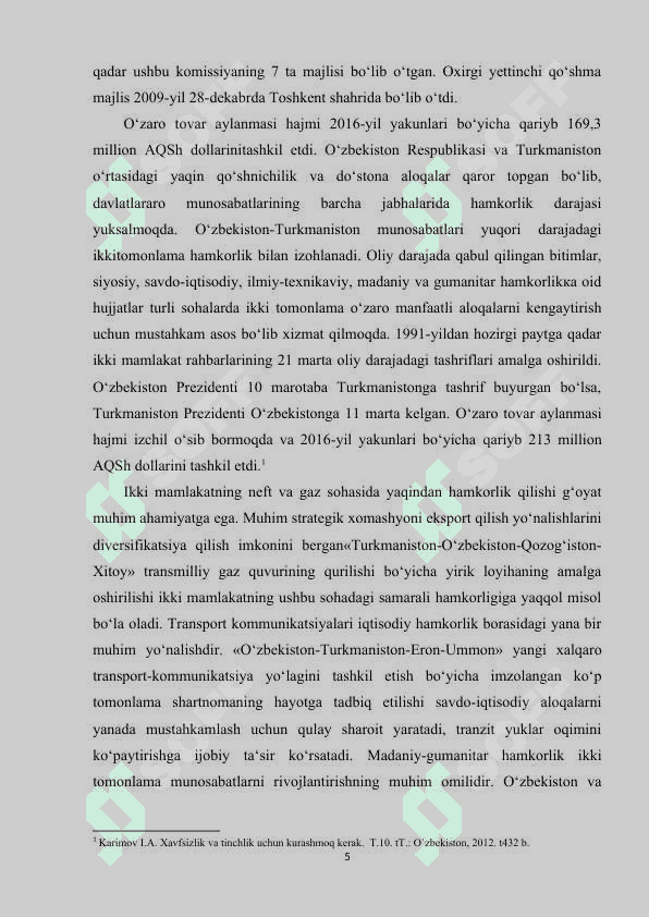 O'zbekistonning MDH davlatlari bilan o'zaro hamkorligi 5
