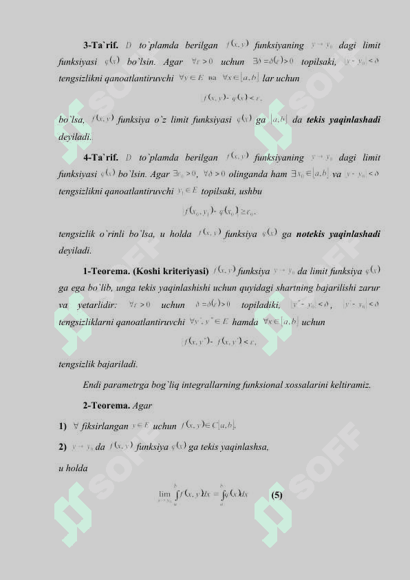 Parametrga bog’liq xosmas integrallar 4