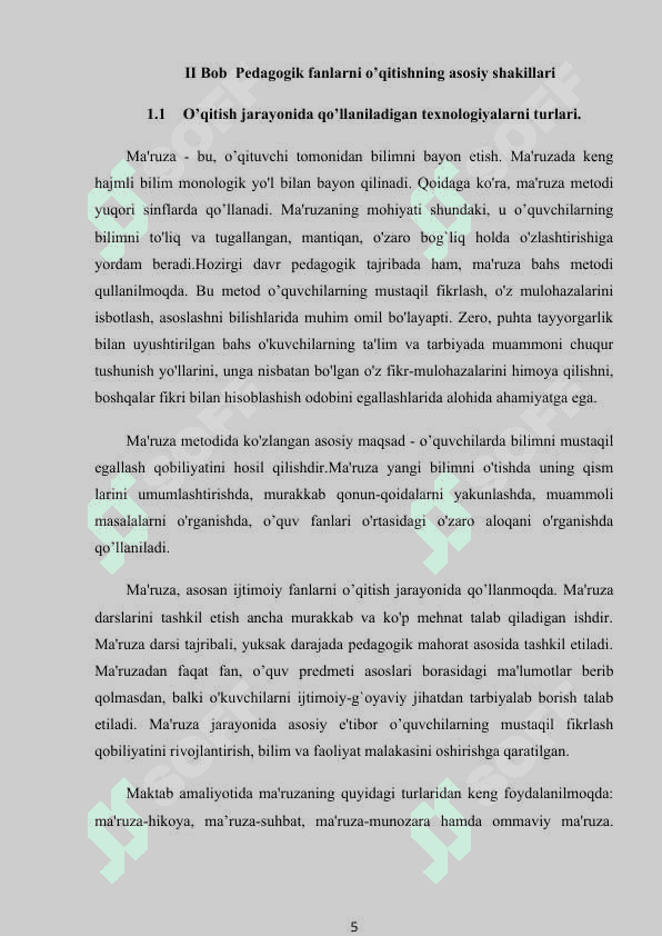 Pedagogik fanlarni o’qitishning asosiy shakillari 5